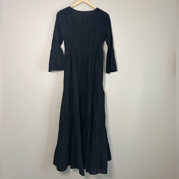 Anthropologie x Raga Black Jaya Floral Embroidered Maxi Dress Size Small - Picture 11 of 12